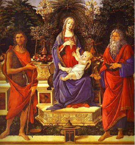 Sandro Botticelli Virgin and Child Enthroned between Saint John the Baptist and Saint John the Evangelist Sweden oil painting art
